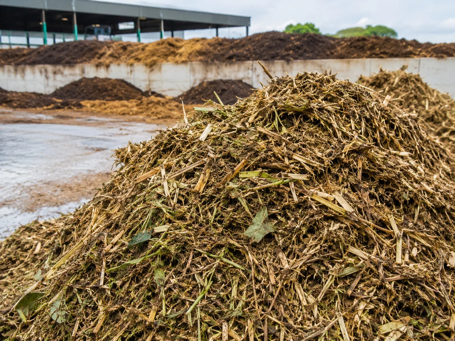 Shredded biomass used as compost feedstock