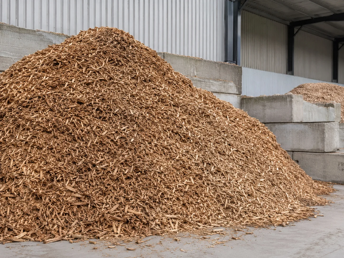 Recycled wood chips from waste wood