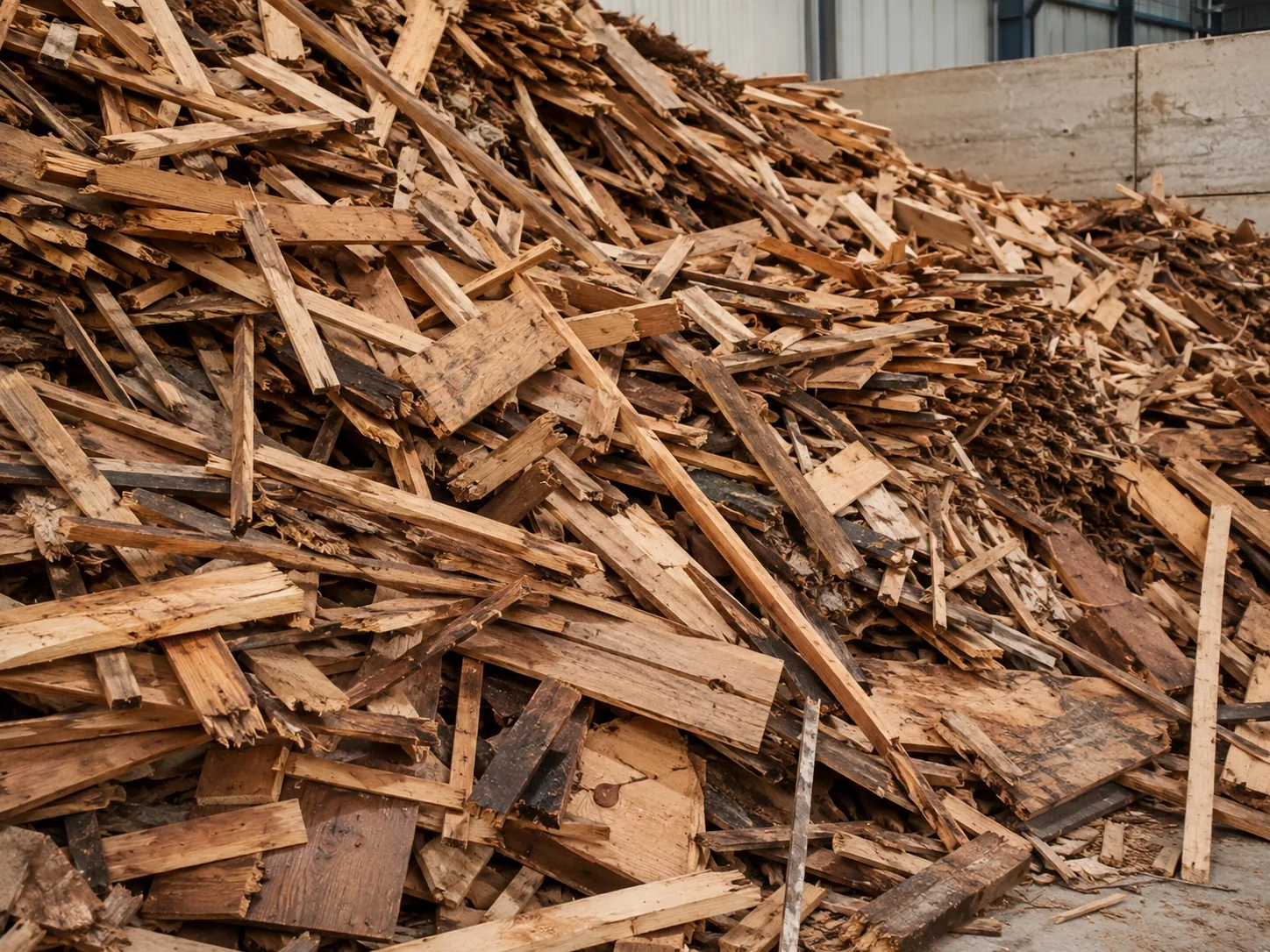Waste wood for biomass shredding