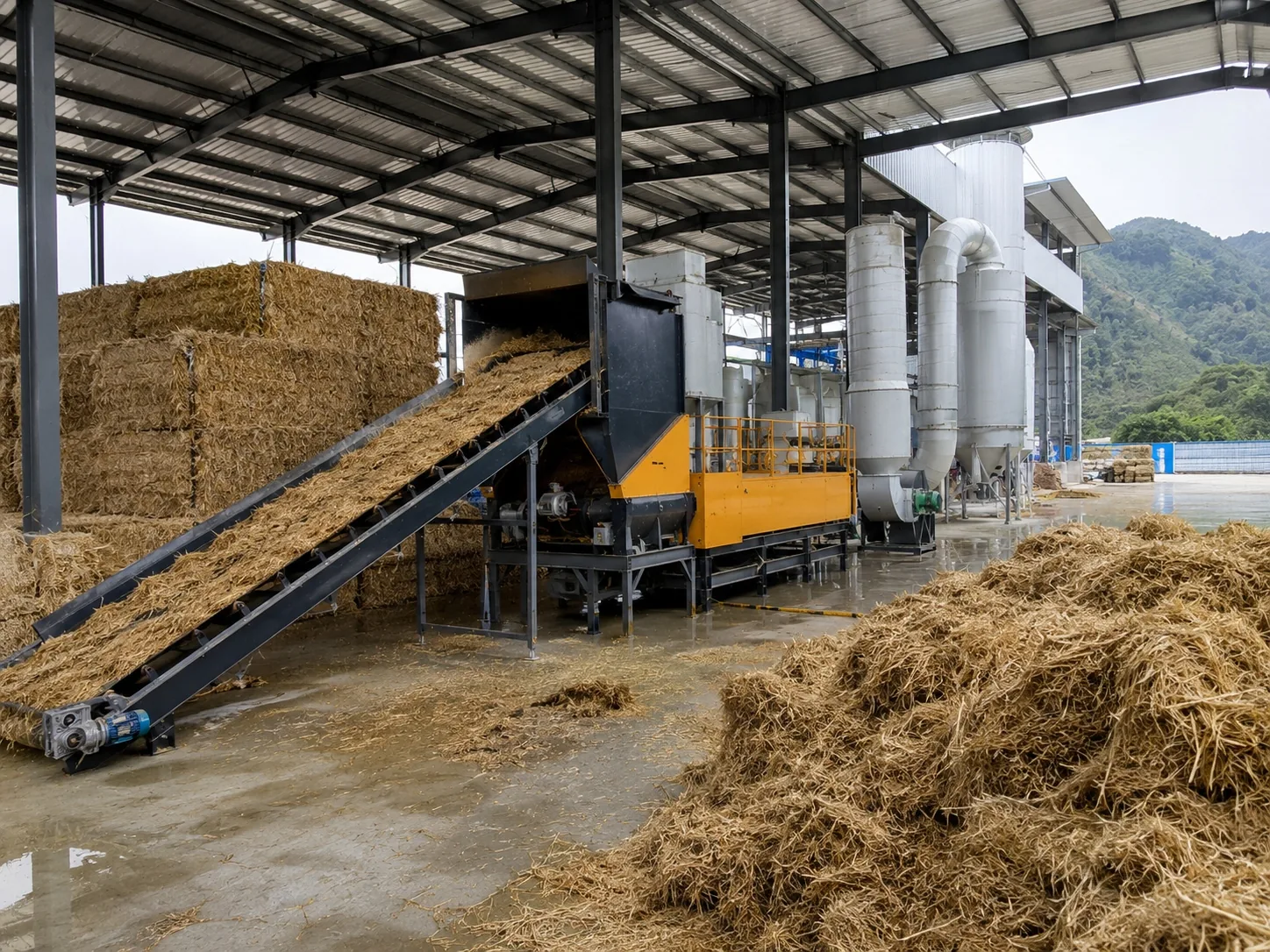 Straw shredding and biomass preparation project