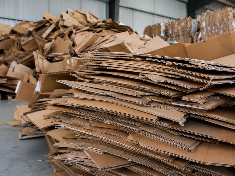 Baled waste paper and cardboard for an OCC recycling plant