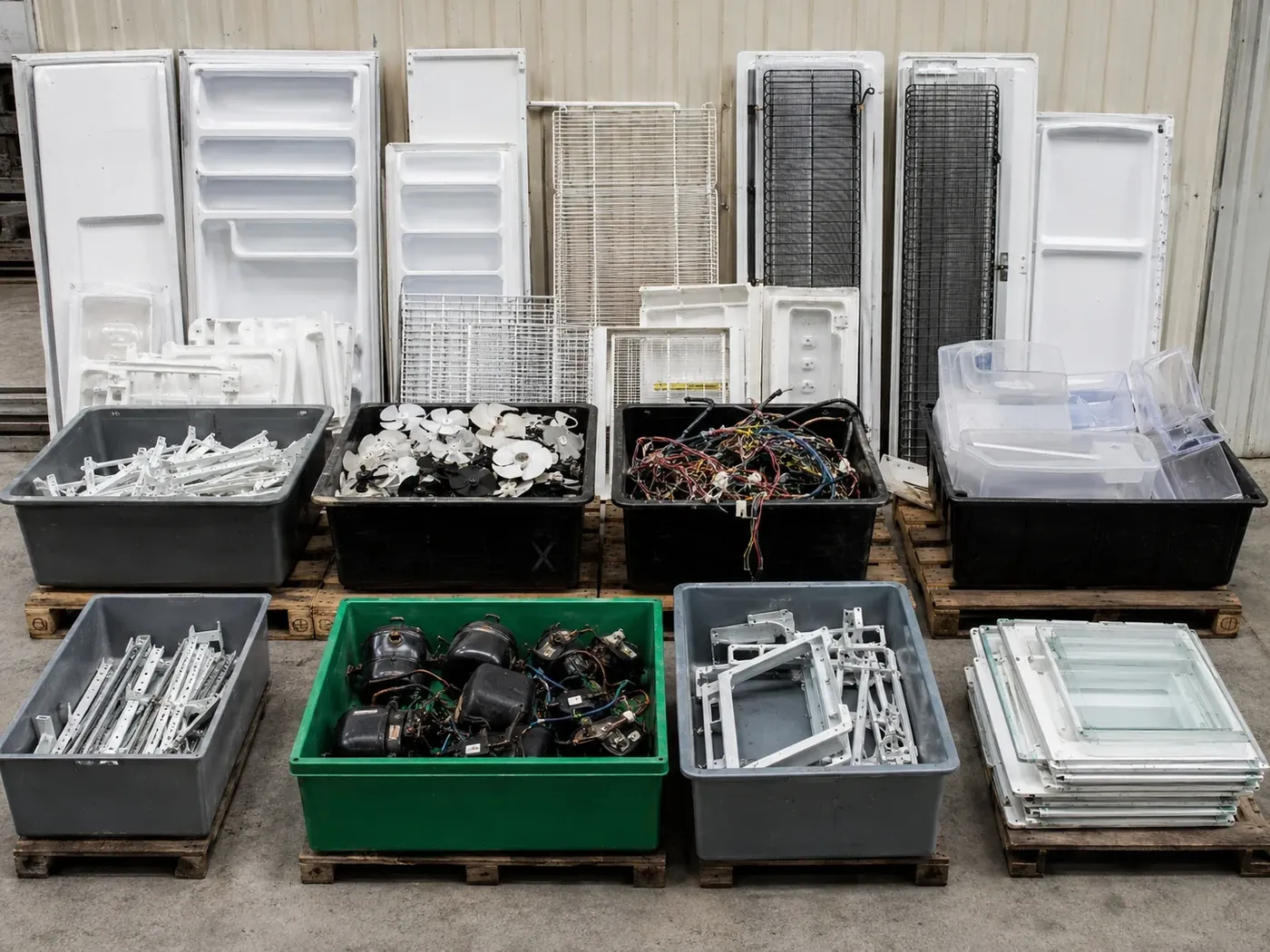 Dismantled wires electronics glass and appliance components