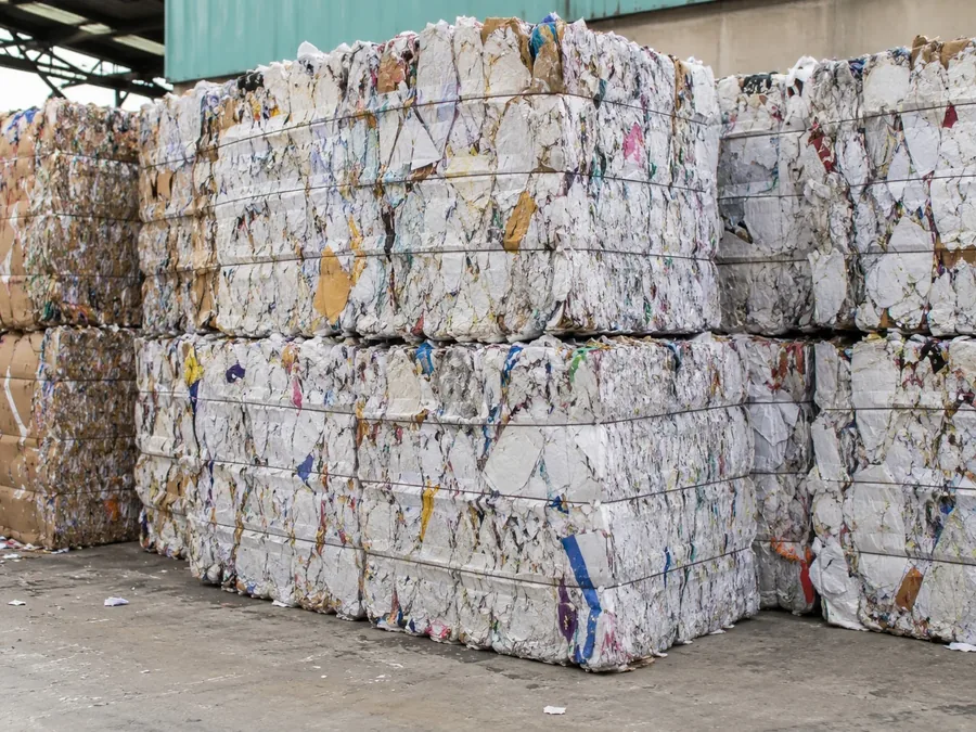 Packaging paper waste suitable for OCC and cardboard recycling
