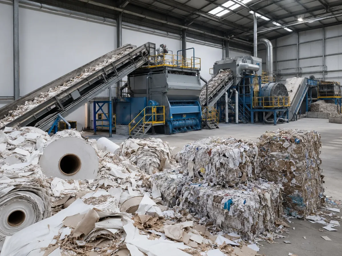 Paper mill waste and mixed paper recycling machine line