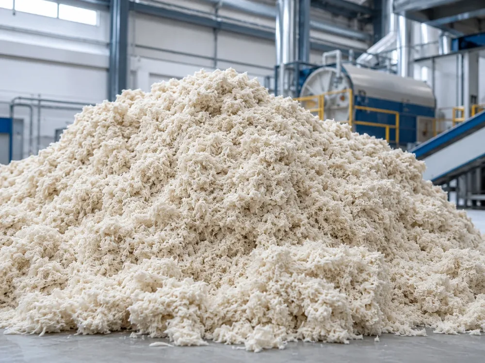Mechanically opened reusable cellulose fiber material