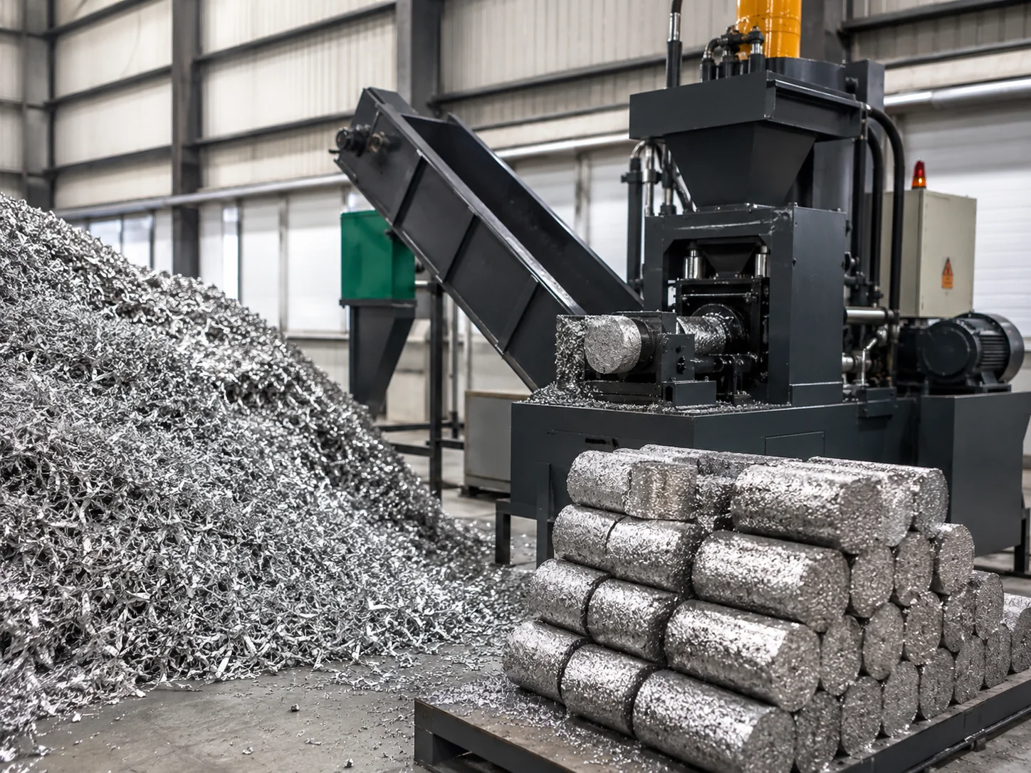 Aluminum chips briquetting system