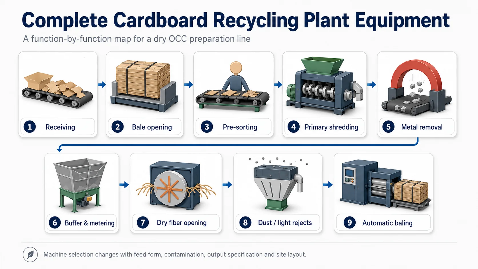 Cardboard Recycling Plant Equipment: Complete List