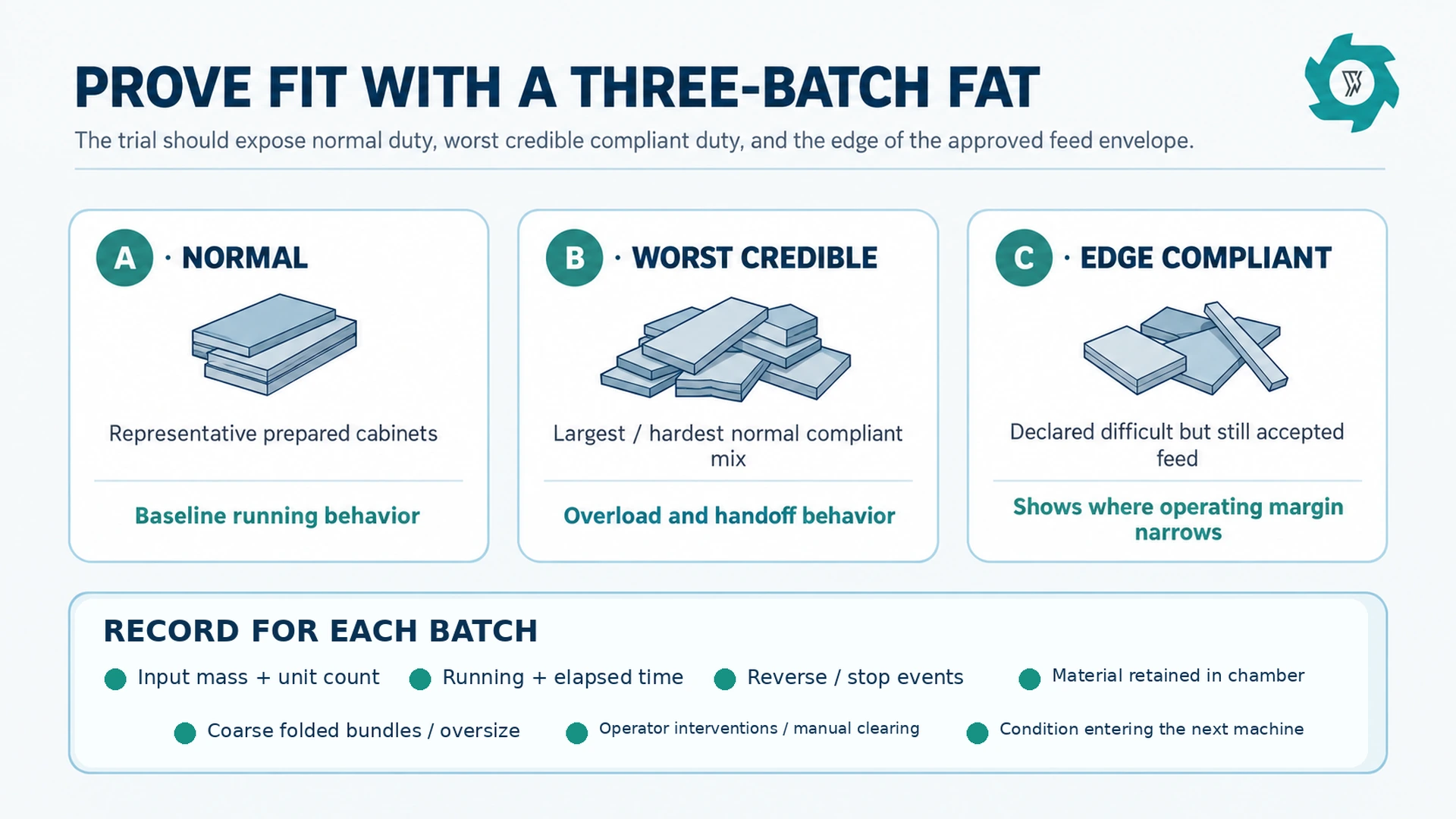 Three-batch FAT matrix for a double-shaft refrigerator shredder